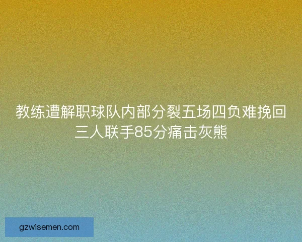 教练遭解职球队内部分裂五场四负难挽回三人联手85分痛击灰熊